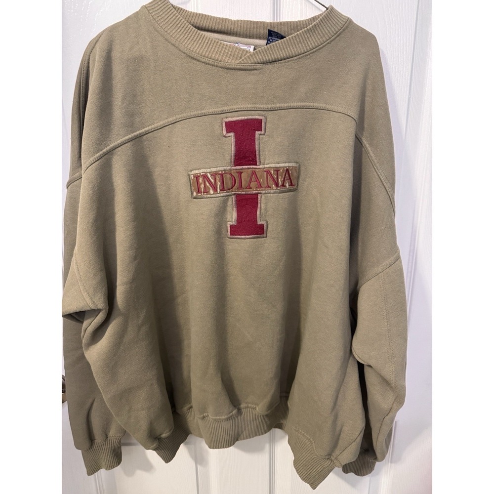 Crable Sportswear Indiana Hoosiers Sweatshirt Mens XL Tan Embroidered Crewneck